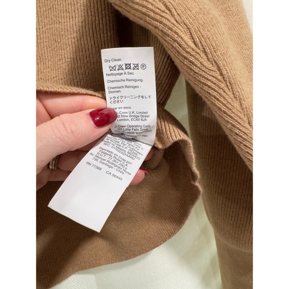 J.Crew Merino Wool Blend Ribbed Crewneck Sweater Camel Brown Womens Medium - Picture 5 of 6